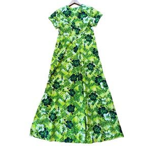 Vintage Hukilau Fashions Hawaiian sz 10 Bright Green hippie retro Dress EUC